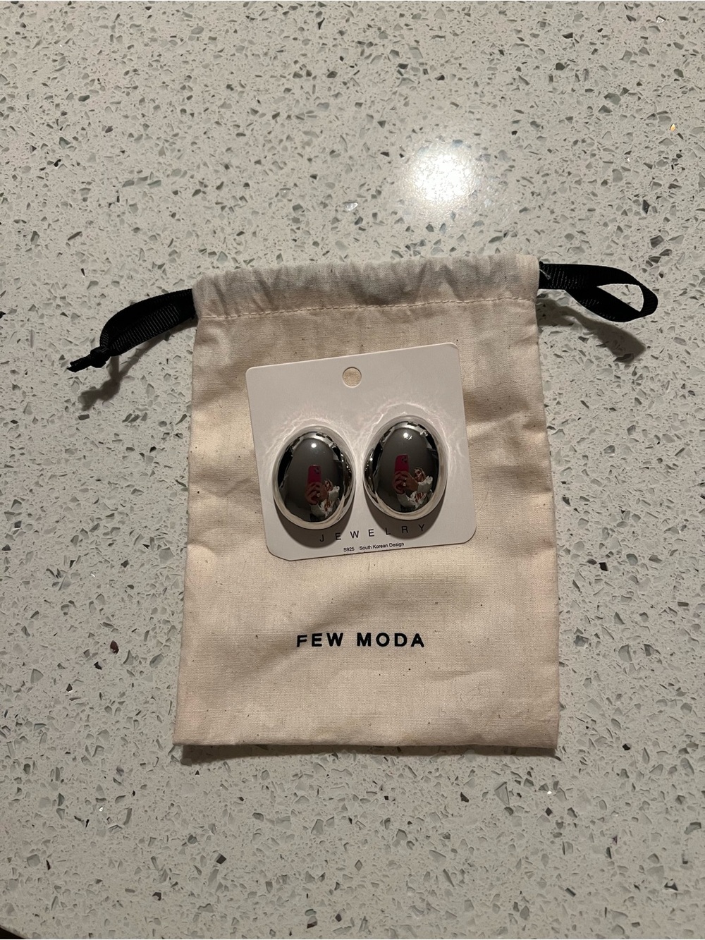 Few Moda Silver Oval Statement Earrings